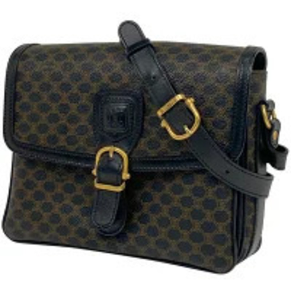 Celine Macadam shoulder bag canvas brown black